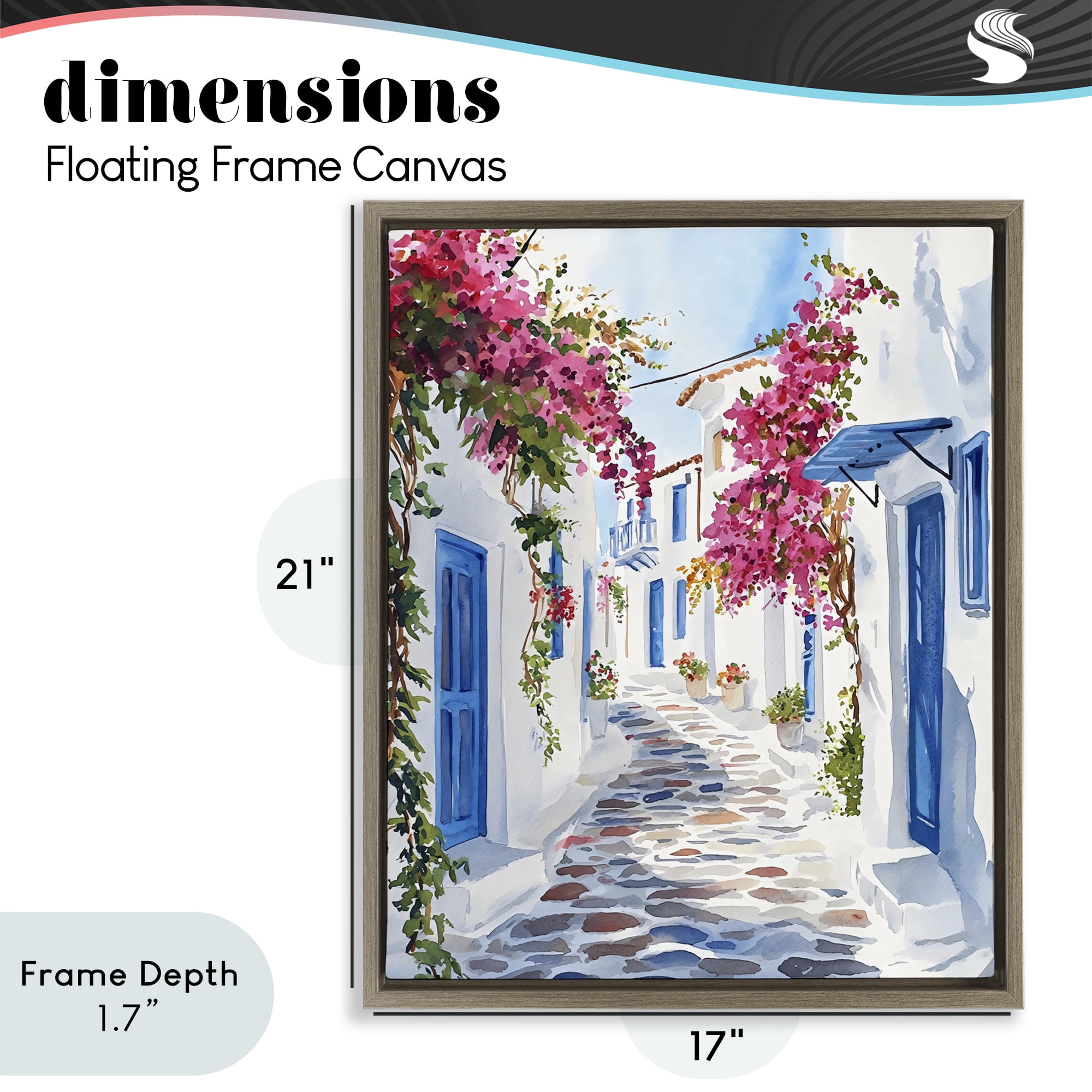 Stupell Industries Santorini Stone Street Pathway Brown Framed Floater Canvas Wall Art, design by LSR Design Studio