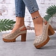 thumbnail image 6 of Miluxas Women's Solid Color Platform Slingback High Heels Ladies Closed Pointed Toe Pump Shoes Khaki 8.5(41), 6 of 9