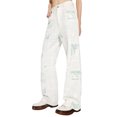 thumbnail image 5 of SAYOO Female Jeans, Newspaper Print High Waist Long Straight-Leg Pants for Women, White, XS/S/M/L, 5 of 9