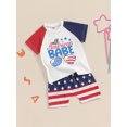thumbnail image 5 of Aojekbee Baby Patriotic Outfits Sunglasses Star Stripe Print Short Sleeve T-Shirt and Elastic Shorts Set for Toddler, 5 of 10