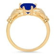 thumbnail image 3 of 1.06 ct Heart Cut Simulated Blue Sapphire Claddagh 18K Yellow Gold Womens Engagement Ring, 3 of 4