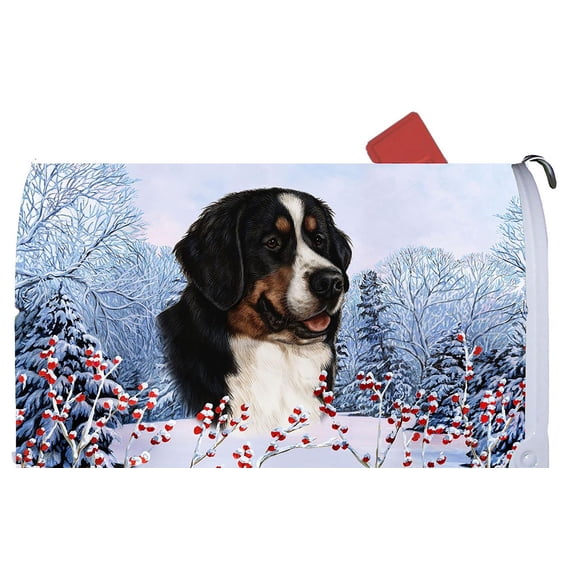 Bernese Mountain Dog - Best of Breed Dog Breed Winter Berries Mail Box Cover
