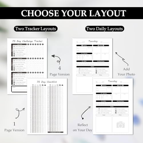 75 Day Hard Challenge Journal for Men or Women with PVC Cover – 75 Hard Challenge Book with Daily, Weekly, Monthly Planner & Wellness Trackers – 75 Challenge Planner Tracker for Fitness, Habits &