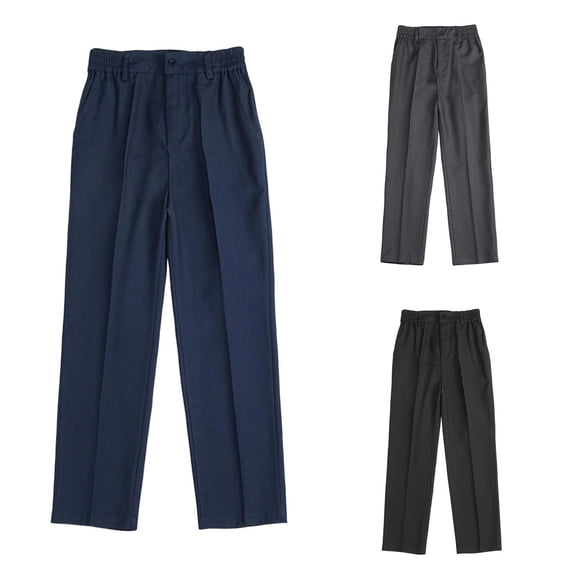 Bovxnpu Boys Dress Pants School Uniform Pants Solid Dress Pants Boys Elastic Waist Summer Casual Pocket Pants