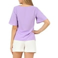 thumbnail image 3 of Allegra K Women's Butterfly Sleeves Lace V-Neck Tops, 3 of 6