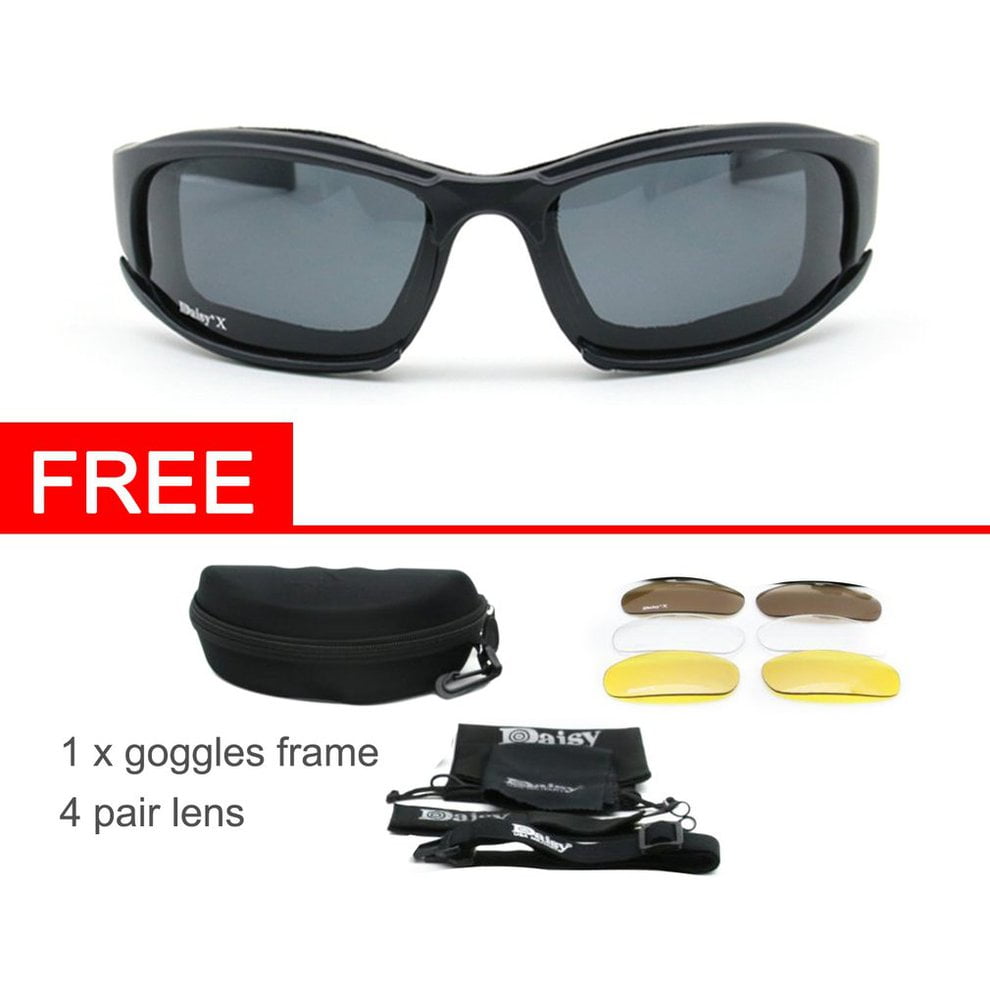 Outdoor Motorcycle Safety Glasses Shooting Goggle Polarized Tactical Eyewear Set 