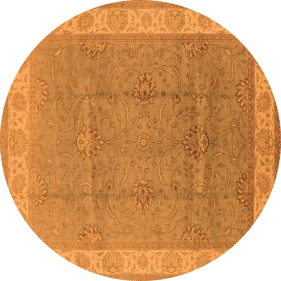 Ahgly Company Indoor Round Oriental Orange Traditional Area Rugs, 6' Round