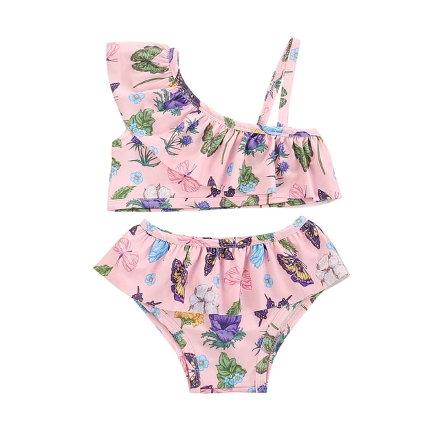 EHQJNJ Baby Girl Bathing Suits with Snaps Baby Girl Outfits Strap Floral Print Ruched Summer 2Pcs Bikini Swimwear Swimsuit Baby Girl Bathing Suits with Snaps