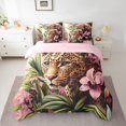 thumbnail image 2 of Homewish Kawaii Rustic Cheetah Twin Bedding Sets 7-Piece for Teen, 3D Woodland Wildlife Bedding Comforter Set, Pink Floral Reversible Sheet Sets, Ultra Soft Bedroom Decor, 2 of 7
