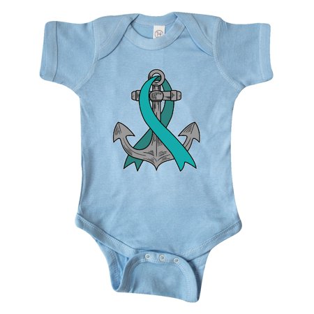 

Inktastic Anchor with Teal Ribbon for Ovarian Cancer Awareness Gift Baby Boy or Baby Girl Bodysuit