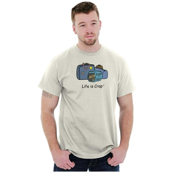 Dogs Short Sleeve T-Shirt Tees Tshirts Life is Crap Dog Carrier Funny Shirt Cool Gift Cute Puppy