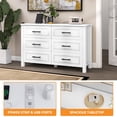 thumbnail image 4 of Uforic 6 Drawer Dressers Wooden Chest Storage Cabinet with Built-in Power Socket for Bedroom, White, 4 of 6