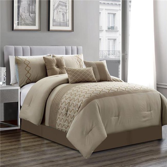 Elight Home 21699Q Parry Comforter Set, Brown - Queen Size - 7 Piece