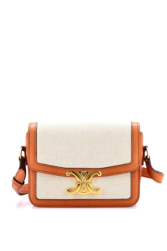 Pre-Owned Triomphe Shoulder Bag Canvas with Leather Teen By Rebag