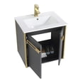 thumbnail image 3 of Fine Fixtures Oakville 24 in. W x 18 in. D x 33 in. H Wall Mounted Bathroom Vanity in Onix Grey with White Ceramic Sink - Satin Brass hardware, 3 of 7