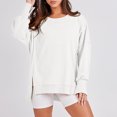 thumbnail image 2 of Top de manga larga para mujer ropa holgada con cuello redondo ropa de otoño traje de calle con abertura lateral, 2 of 7