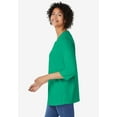 thumbnail image 3 of Woman Within Plus Size Perfect Three-Quarter Sleeve V-Neck Tunic, 3 of 6