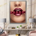 thumbnail image 3 of Designart 'Girl With Red Pearls In Mouth In A Sensual Pose' Modern Framed Art Print, 3 of 4