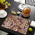 thumbnail image 4 of Flax Paisley Placemats Set of 4, Heat Resistant Wrinkle Free Linen Table Mats Featuring Colorful Retro Boho Floral and Artistic Mandala Design, 4 of 6