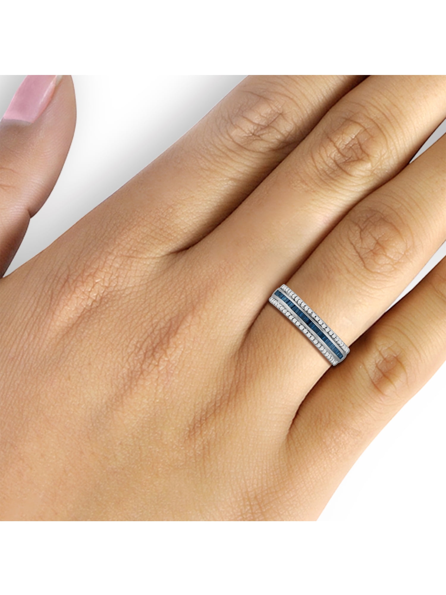JewelersClub Diamond Rings for Women – 1/2 Carat Blue & White Diamond Ring Jewelry– Sterling Silver Bands for Women –– Ring by JewelersClub