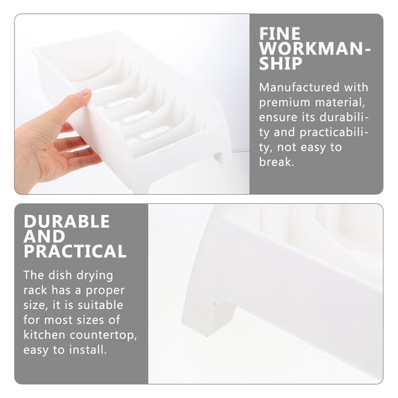 OFFIGAM White Kitchen Dish Drying Rack with Rust-Resistant Plastic, Countertop Drainer for Organized and Efficient Dish Storage