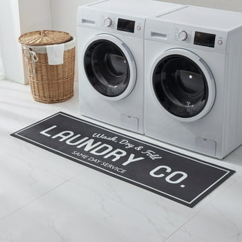 Mainstays 20" x 59" Laundry Runner Rug, Black