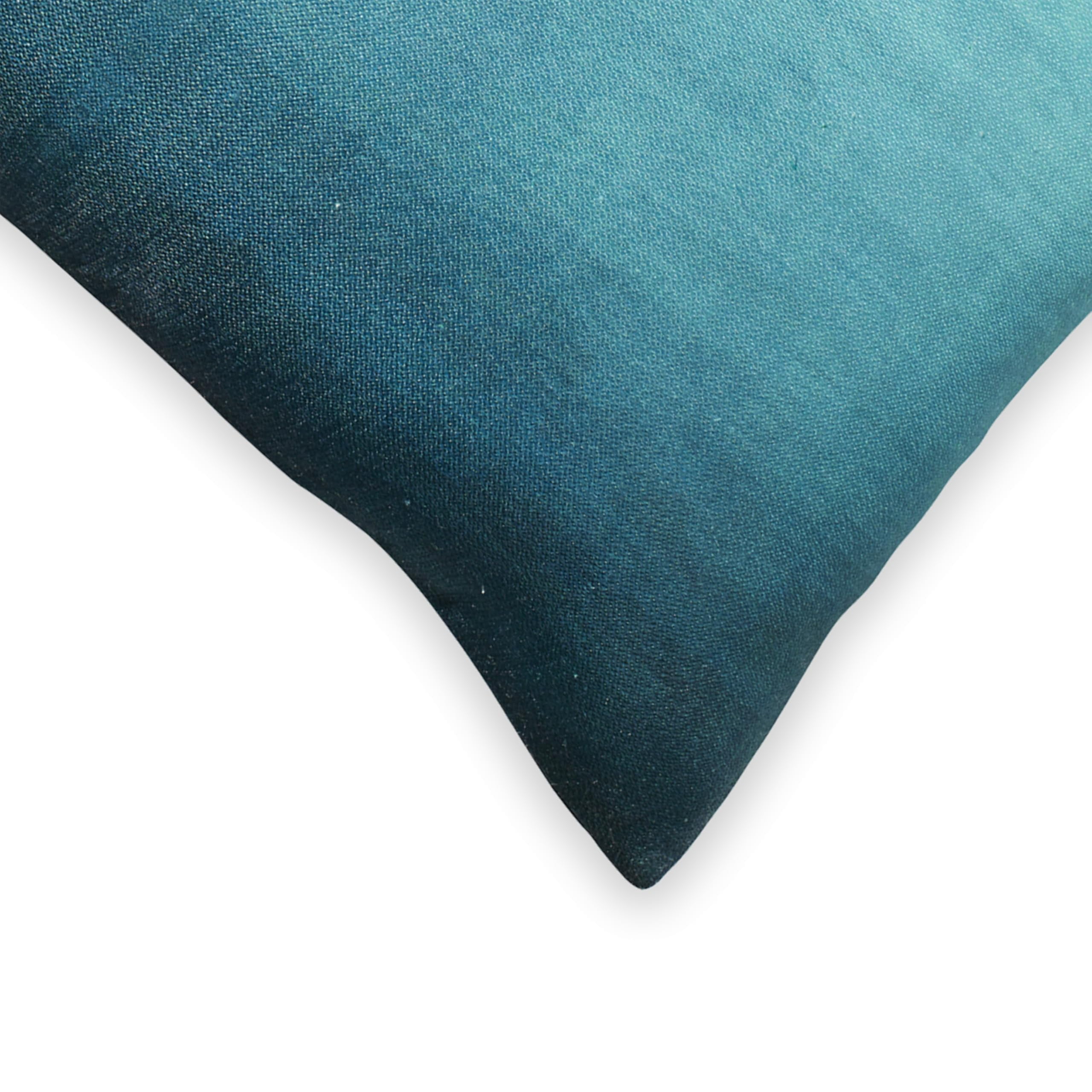Fab Habitat Indoor/Outdoor Lumbar Pillow Made from Recycled Polyester Yarn - Double Sided, Stain Resistant, Machine Washable - Ombre - Patio, Deck, Porch, Living Room - Big Sur Teal (14" x 24")