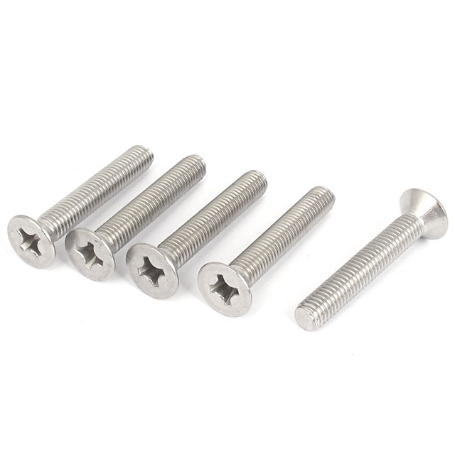 Unique Bargains M8 x 50mm Metric Phillips Flat Head Countersunk Bolts Machine Screws 5pcs
