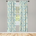 thumbnail image 2 of Ambesonne Birds 4-Panel Curtains, Spring Themed Flowers Graphic, 56"x84", Yellow Seafoam and Coral, 2 of 4
