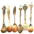thumbnail image 3 of Moyic De vajilla Retro, tenedor, cuchara de aleación, cuchara de cocina, cucharón de cocina, cucharilla de doméstico, cubiertos Mostrada cobre rojo, 3 of 6