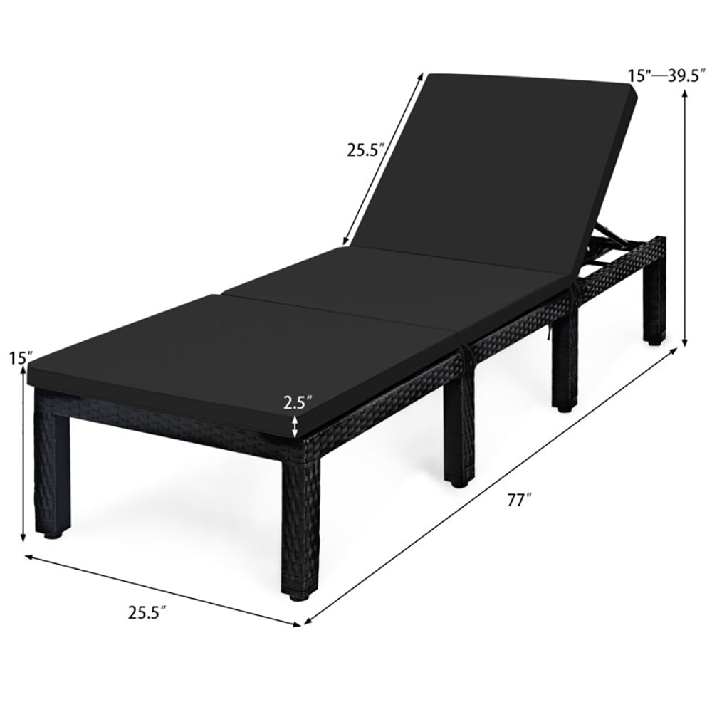 Aimee Lii Patio Rattan Height Adjustable Lounge Chair with 2 Set of Cushion Cover, Patio Loungers, Black & Turquoise Aimee Lii Patio Rattan Height Adjustable Lounge Chair with 2 Set of Cushion Cover, Patio Loungers, Black & Turquoise