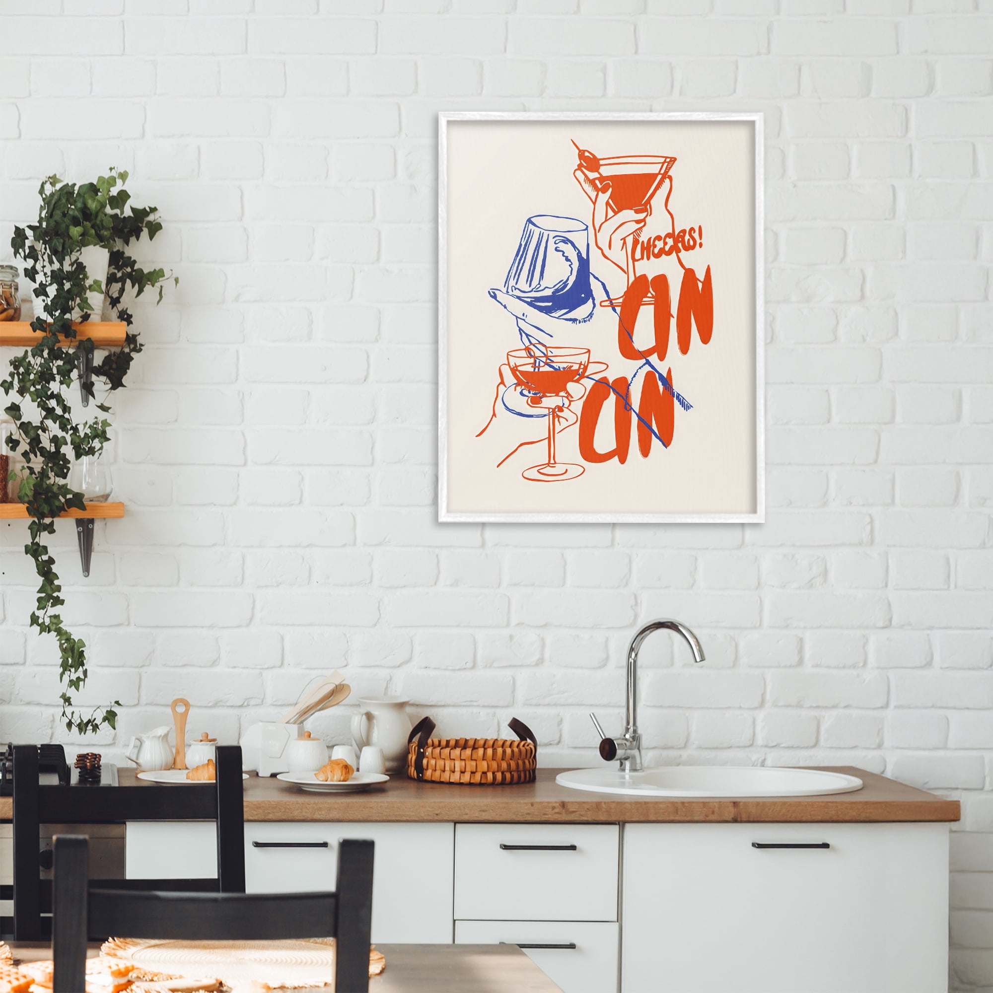 Stupell Industries Retro Cheers Cocktail Toast White Framed Giclee Art, design by The Prints Vibe