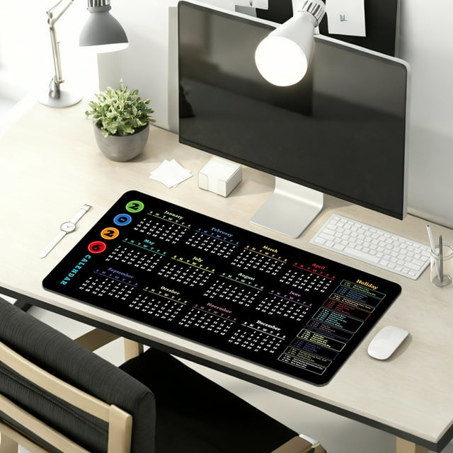 Fasiaou Mouse Pad 2026 Calendar Stitched Edge,Computer Mouse Pads Calendars Non-Slip Rubber Desk Mat Mousepad Gaming Office Keyboard Mat,C