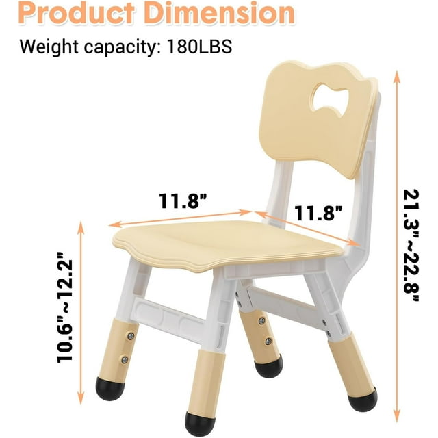 QinaQin Kids Chairs (2 Pack), 3-Level Height Adjustable, Wood