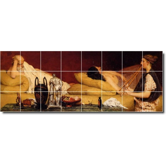 Ceramic Tile Mural-Lawrence Alma-Tadema Historical Wall Tile Mural 3. 48" w x 18" h using (24) 6 x 6 ceramic tiles