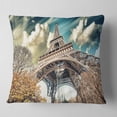 thumbnail image 2 of Designart Street View of Paris Eiffel Tower - Cityscape Digital Throw Pillow - 16x16, 2 of 5