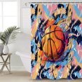 thumbnail image 5 of Sports Theme Shower Curtain, 60" x 72", Basketball Colorful Graffiti Waterproof Bathroom Curtain Washable Shower Curtain Set with 12 Hooks, 5 of 6