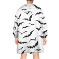 thumbnail image 2 of Wearable Oversized Blanket,Black Halloween Bats Wearable Blanket Hoodie for Adults,Cozy Hooded Blankets with Super Pockets,Super Warm Fuzzy Pullover for Women & Men, 2 of 6