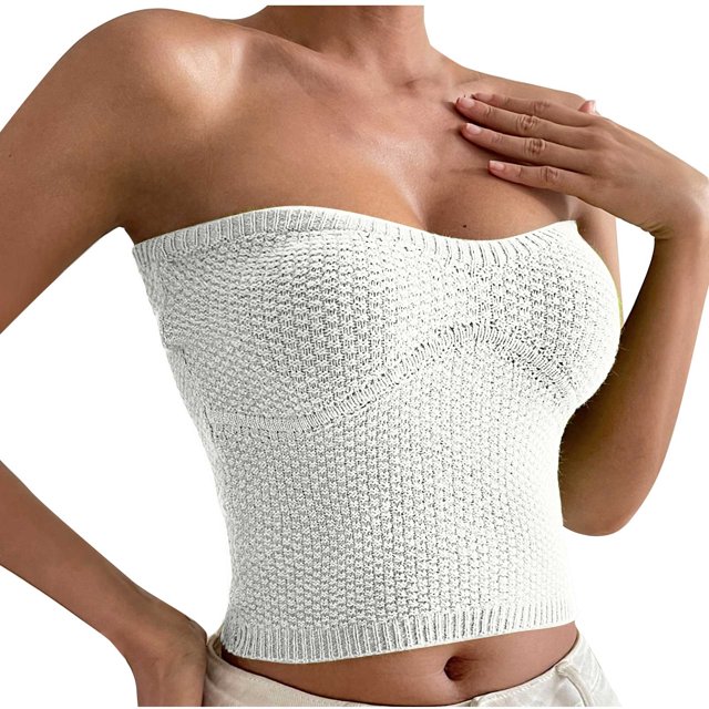 Yuyuzo Women Summer Tube Top Strapless Crop Tops Sleeveless Ribbed Knit Tank Tops