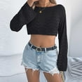 thumbnail image 6 of Ltctricy Sweaters for Women Casual Long Sleeve Hollow out Boat Neck Crochet Knit Crop Tops Loose Pullover Sweaters(Black,Large), 6 of 6