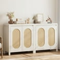 thumbnail image 3 of Rattan Storage Cabinet, Wooden Sideboard Buffet Cabinet with Doors and Shelves, Small Console Cabinet with Storage, Boho Accent Cabinet for Entryway, Living Room, Dining Room, Natural, 3 of 7