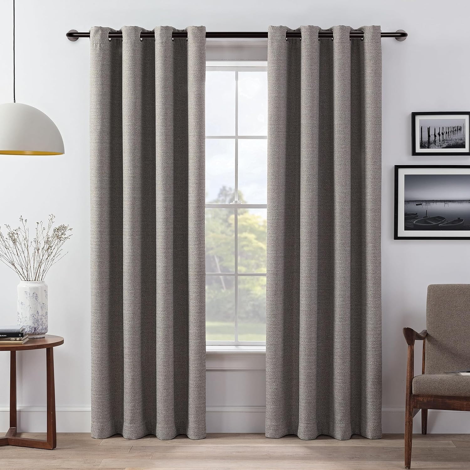 eTeckram Energy Saving Wrap Around Blackout Return Adjustable Window Curtain Metal Rod Set, 5/8 inch Diameter,48"-84",Oil-rubbed Bronze