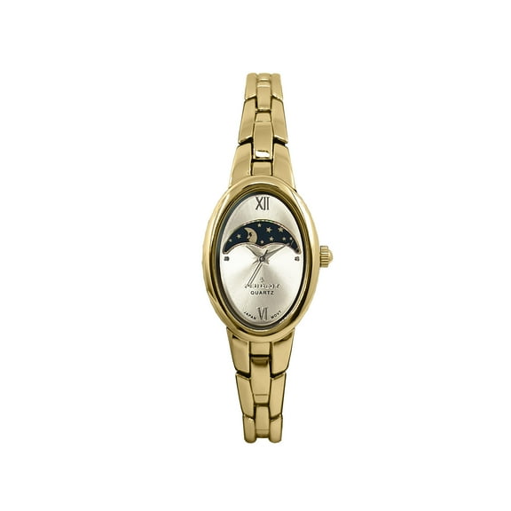 Peugeot Women's Gold 30x25mm Sun Moon Dial Link Bracelet Watch