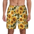 thumbnail image 2 of Picia Romantic Elegant Sunflower pattern Mens Swim Trunks with Compression Liner Stretch Beach Shorts Quick Dry with Zipper Pockets No-Chafing Board Shorts-XX-Large, 2 of 9