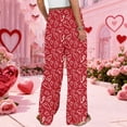 thumbnail image 6 of LWavelet Comfort Fabric Plaid Heart Wide Leg Pants Women Valentine's Day Casual Wear Red XXL, 6 of 6