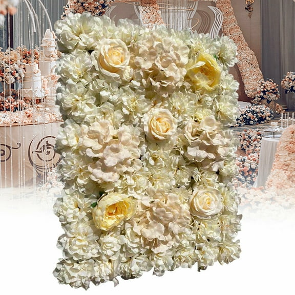 6pc Artificial Silk Flower Wall Panel Wedding Party Backdrop Home Decor Artificial Silk Flower Wall Panel Wedding Party Mat Venue Decor Reusable Rose White Hydrangea Flower Wall Wedding Party 40x60cm