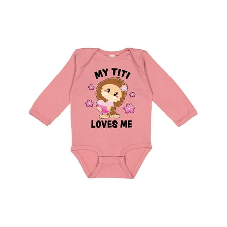 

Inktastic My Titi Loves Me with Bigfoot Gift Baby Girl Long Sleeve Bodysuit