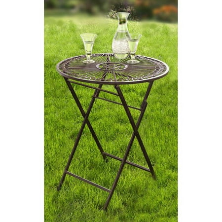 - HGC Provence Metal Folding Wrought Iron Round Patio Bistro Table