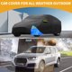 thumbnail image 2 of Cubierta impermeable para coche Unique Bargains, cubierta exterior completa 210D Oxford, negro y azul, con cremallera de puerta, protección contra lluvia, sol y nieve para Tesla Model Y., 2 of 5