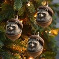 thumbnail image 4 of Acrylic Sleeping Raccoon in Acorn Hanging Ornament 2.5 Inch, Cute Forest Animal Pendant for Christmas Tree Home Decor, 4 of 6